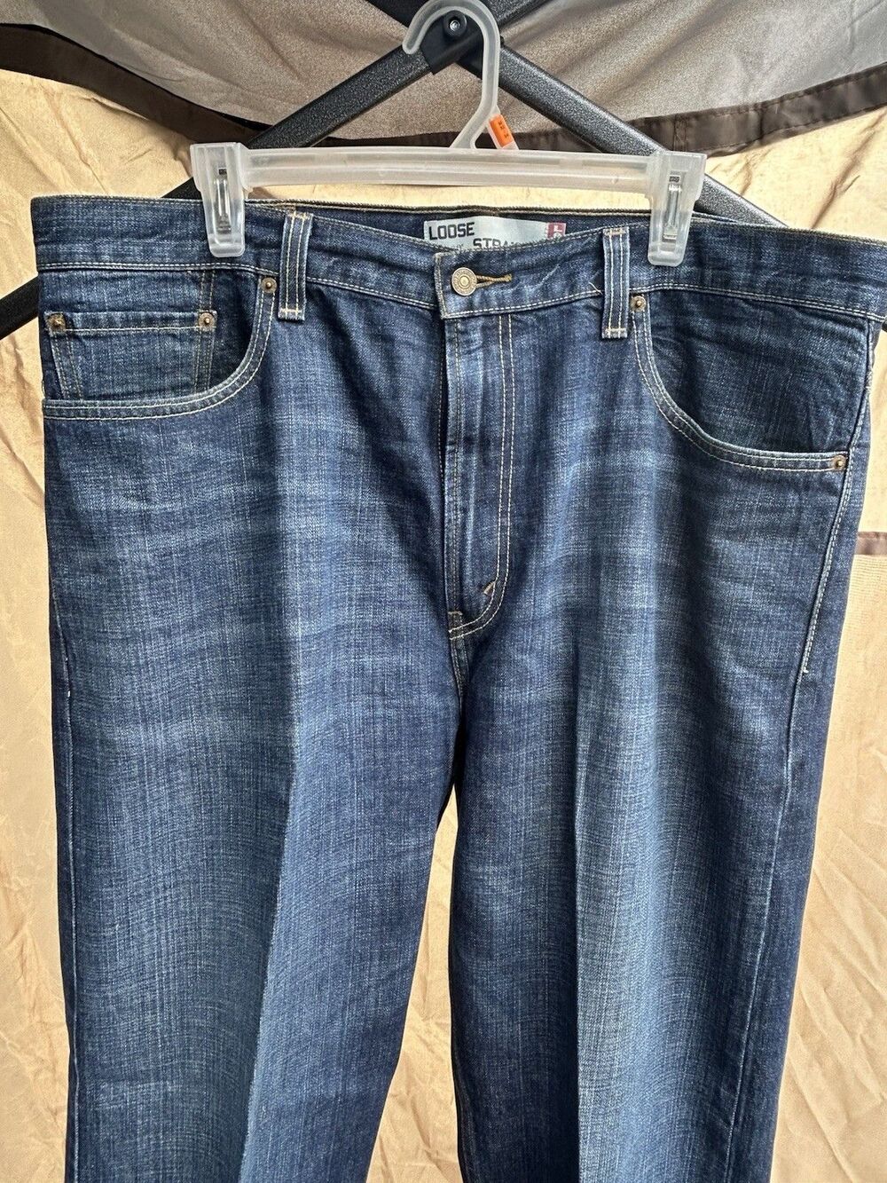 Levi's 569 Jeans Mens 38x34 Blue Cotton Denim Straight Leg Faded Travel Workwear